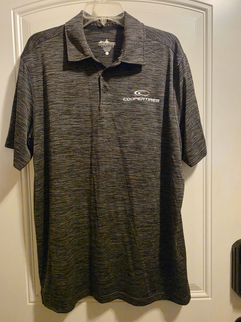 Charles River Apparel Heathered Charcoal Polo with Cooper Tires Logo